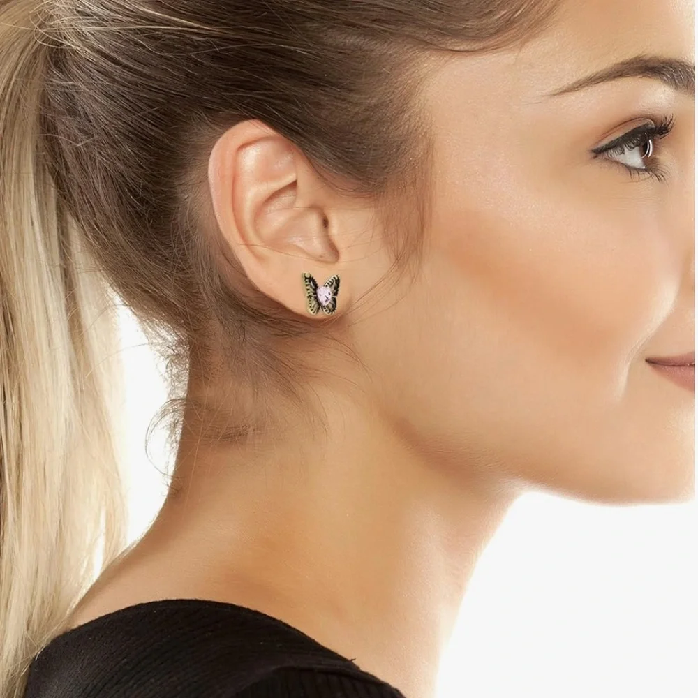 BETSEY JOHNSON BOHO BUTTERFLY OPENWORK STUD EARRINGS
